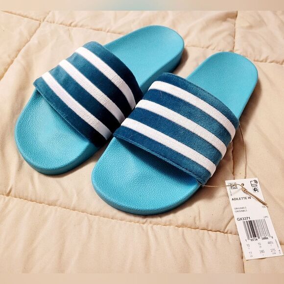 adidas Originals Shoes - Adidas Originals Velour Embroidered Slides Womens 10